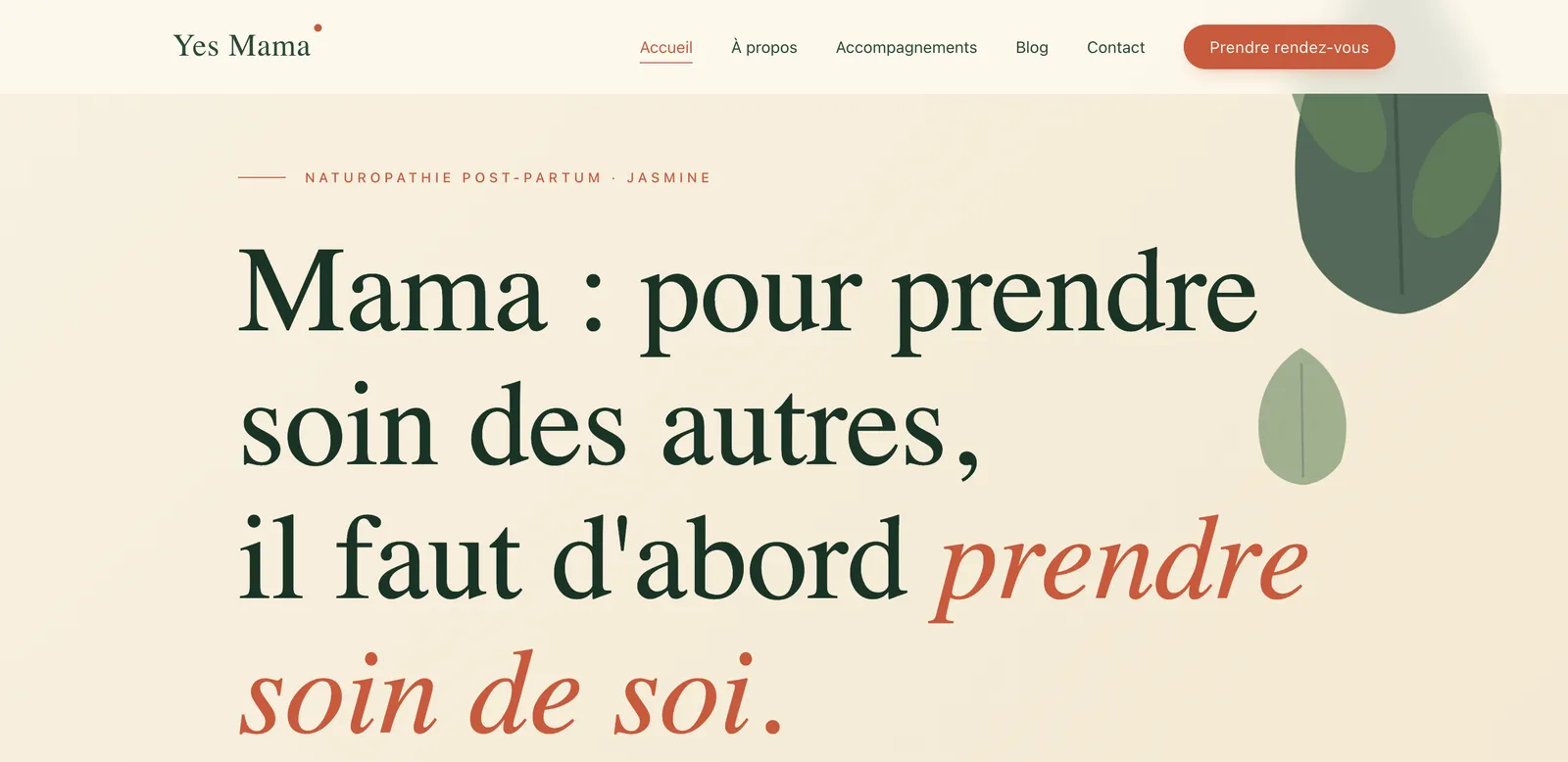 Aperçu du site Yes Mama